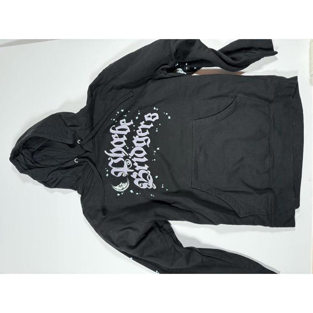 Phoebe Bridgers Black Hoodie with Moon and Stars Graphic L